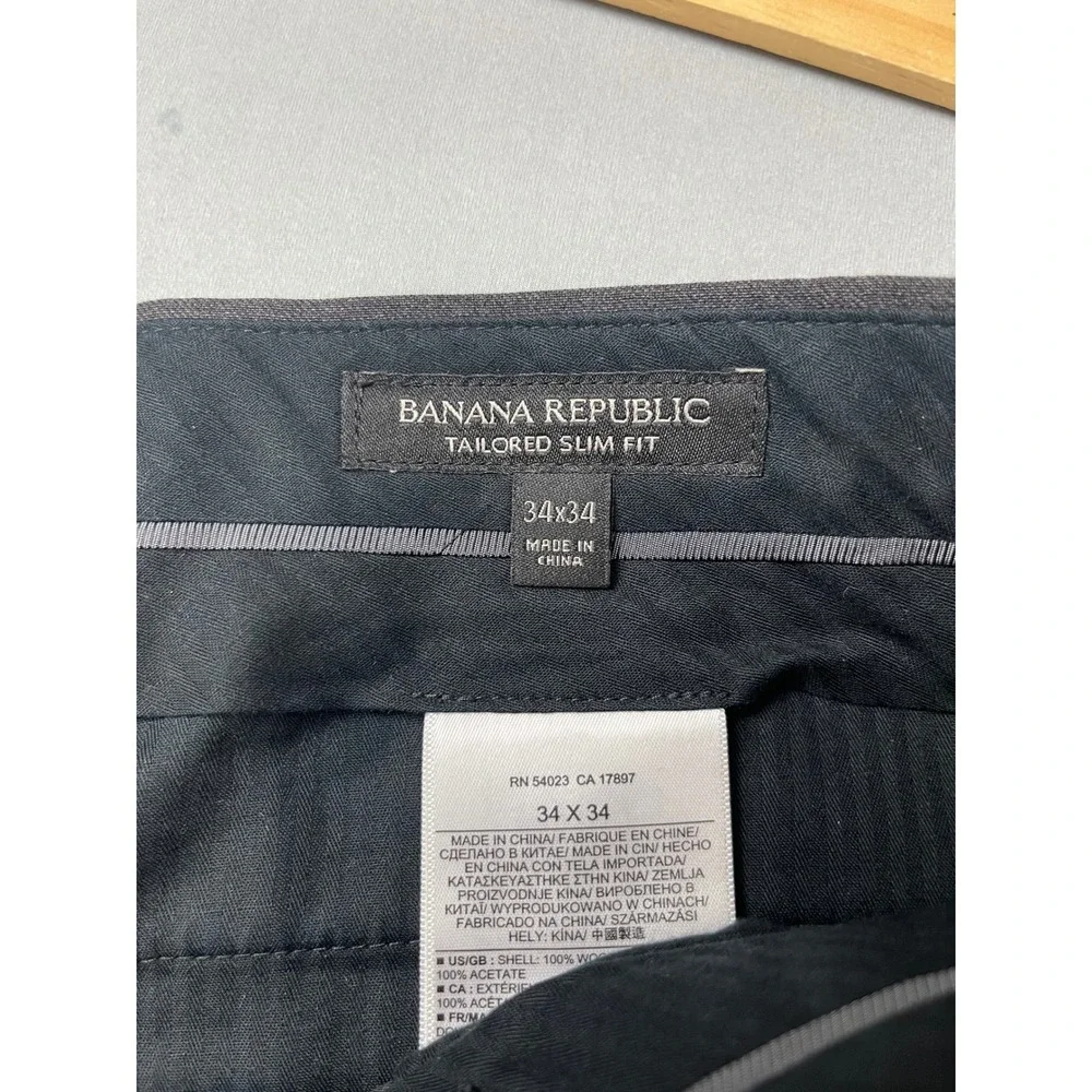 Banana Republic Tailored‎ Slim Wool Dress Pants Mens 34x34 Gray Cerruti Fabric